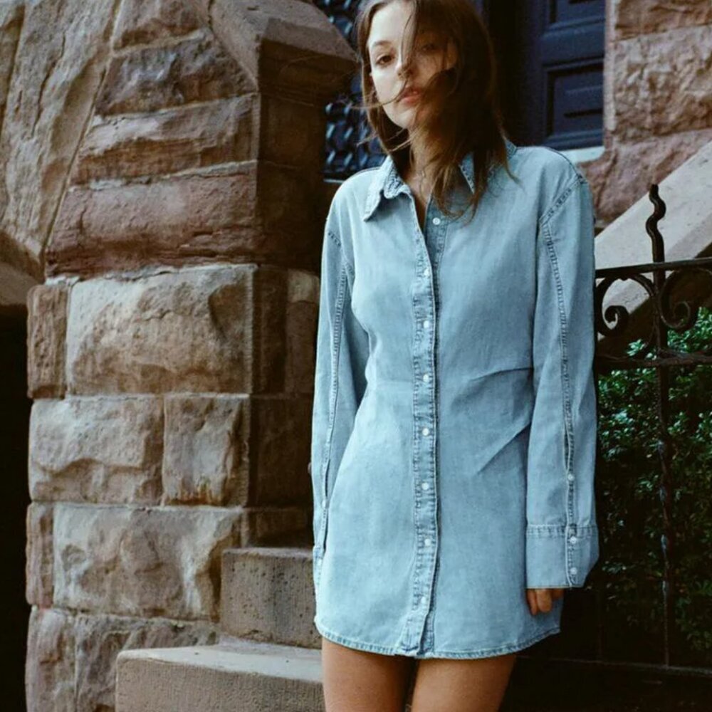 Zara Light Blue Denim Mini Dress